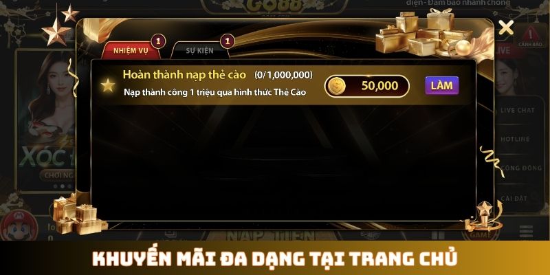 Khuyến mãi cực đa dạng tại trang chủ